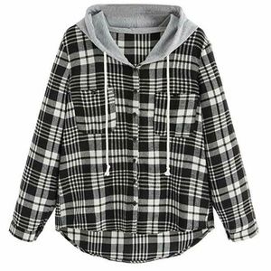 Plaid Hoodie-WHITE/BLACK